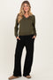 Black Brushed Ribbed Knit Maternity Lounge Pants