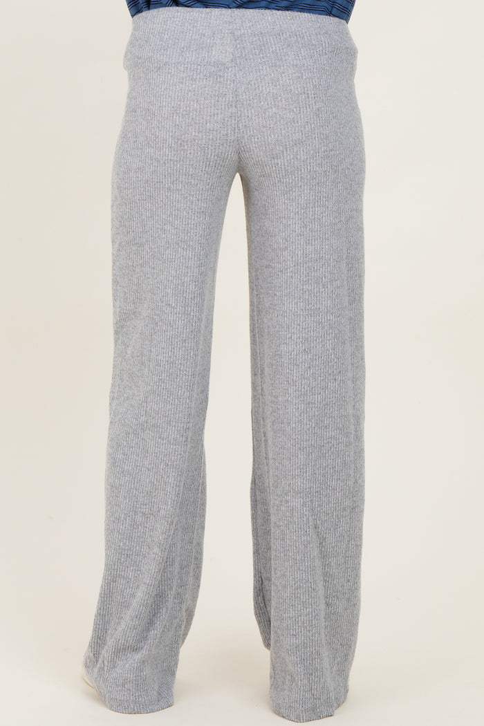 Heather Grey Brushed Knit Flare Leg Maternity Pants