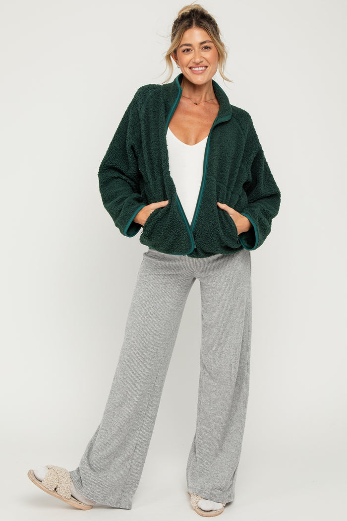 Heather Grey Brushed Knit Flare Leg Maternity Pants
