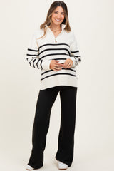 Black Brushed Knit Flare Leg Maternity Pants