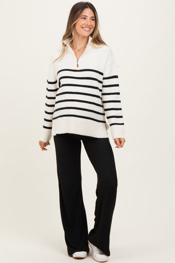 Black Brushed Knit Flare Leg Maternity Pants