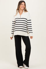 Black Brushed Knit Flare Leg Maternity Pants