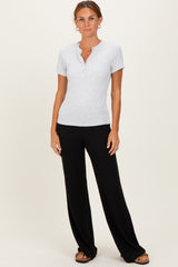 Black Brushed Knit Flare Leg Maternity Pants