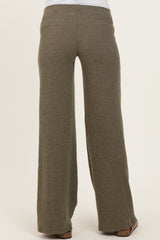 Olive Brushed Knit Flare Leg Maternity Pants