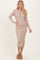 Beige Ribbed Knit Maternity Polo Dress