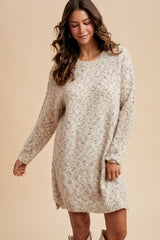 Cream Speckle Knit Sweater Dress