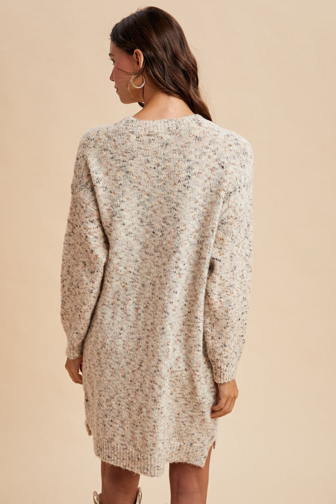 Cream Speckle Knit Sweater Dress