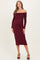 Burgundy Knit Off Shoulder Bow Detail Maternity Midi Dress