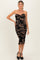 Black Taupe Tube Ruching Midi Maternity Dress