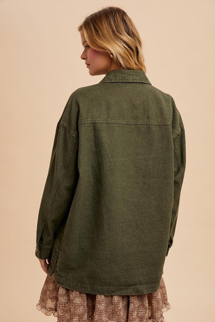 Olive Garment Washed Utility Jacket