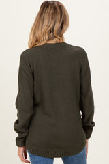 Dark Olive Knit Pullover Maternity Sweater