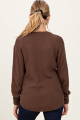 Brown Knit Pullover Maternity Sweater