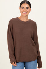 Brown Knit Pullover Sweater