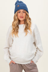 Ivory Fleece Crew Neck Relaxed Fit Maternity Sweatshirt