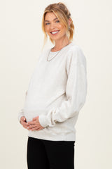 Ivory Fleece Crew Neck Relaxed Fit Maternity Sweatshirt