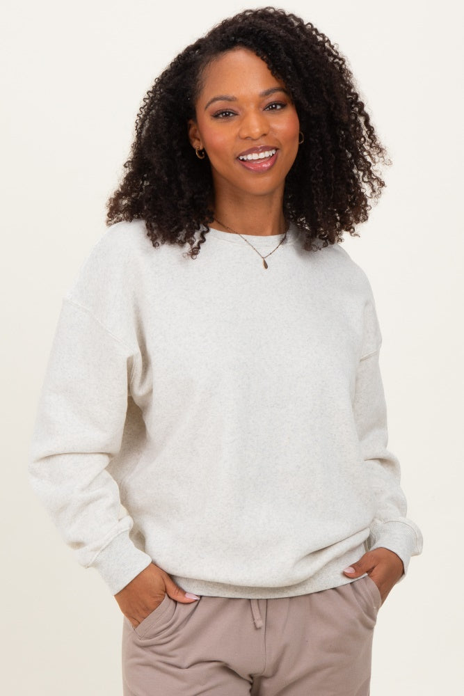 Ivory  Fleece Crew Neck Relaxed Fit Sweatshirt