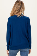 Navy Mock Neck Exposed Seam Maternity Sweater