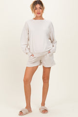 Beige Maternity Pullover & Shorts Set