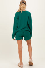 Green Maternity Pullover & Shorts Set