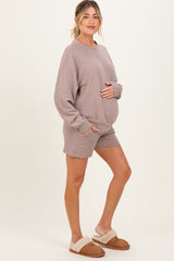 Mocha Maternity Pullover & Shorts Set
