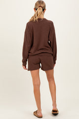 Brown Maternity Pullover & Shorts Set