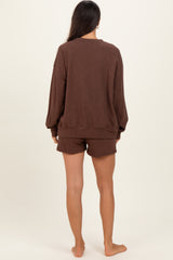 Brown Pullover & Shorts Set