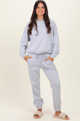 Heather Grey Fleece Long Sleeve Pullover & Jogger Set