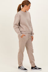 Light Mocha Fleece Long Sleeve Pullover & Jogger Set