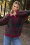 Burgundy Plaid Fuzzy Knit V-Neck Maternity Sweater