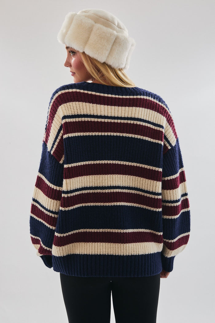 Multicolor Striped Chunky Knit Sweater