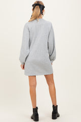 Heather Grey Bubble Sleeve Maternity Sweatshirt Mini Dress