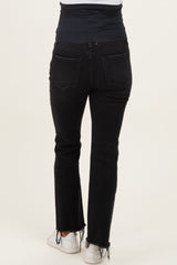 Black Vintage Wash Frayed Hem Kick Flare Maternity Jeans
