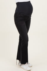 Black Vintage Wash Frayed Hem Kick Flare Maternity Jeans