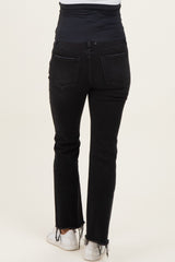 Black Vintage Wash Frayed Hem Kick Flare Maternity Jeans