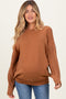 Camel Cable Knit Sleeve Round Neck Maternity Sweater