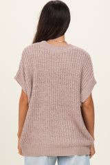 Taupe Short Sleeve Round Neck Sweater