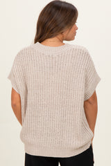 Beige Short Sleeve Round Neck Maternity Sweater