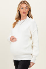 Ivory Wide Neck Drop Shoulder Maternity Sweater
