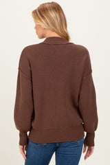 Brown Wide Neck Drop Shoulder Maternity Sweater