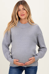 Grey Wide Neck Drop Shoulder Maternity Sweater