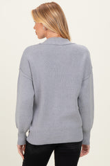 Grey Wide Neck Drop Shoulder Maternity Sweater