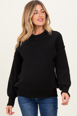 Black Wide Neck Drop Shoulder Maternity Sweater