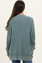 Jade Washed Side Slit Oversized Sweater