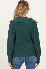 Green Half Zip Maternity Pullover Sweater