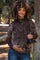Brown Floral Velvet Mesh Long Sleeve Maternity Top