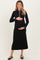 Black Denim Trim Maternity Knit Dress