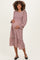 Rust Tiny Floral Ruffled Mock Neck Babydoll Maternity Midi Dress