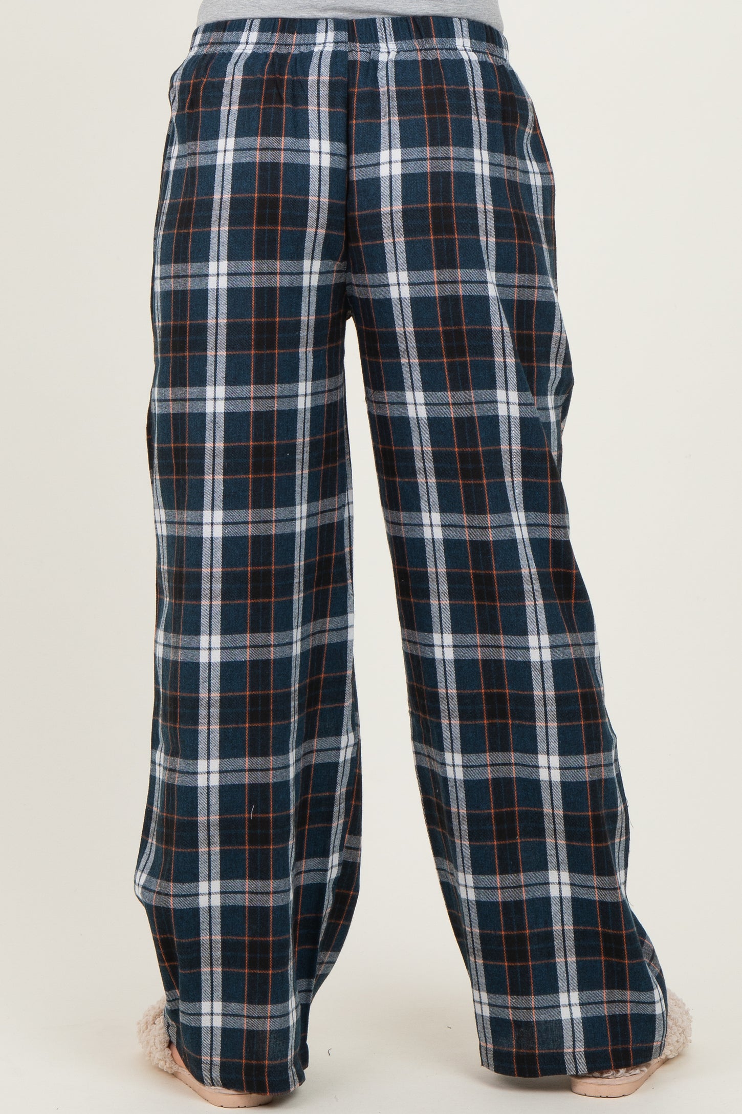 Navy Plaid Wide Leg Maternity Lounge Pants