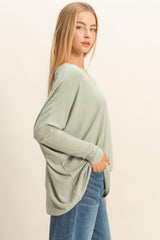 Sage Green Relaxed Fit Dolman Long Sleeve Top