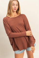 Rust Relaxed Fit Dolman Long Sleeve Maternity Top